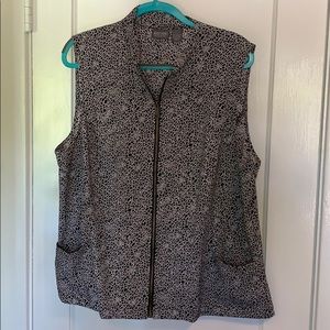 Chico’s Black White Print Sporty Casual Zip Up Vest XL 3